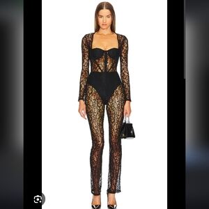 Michael Costello Black Lace Jumpsuit